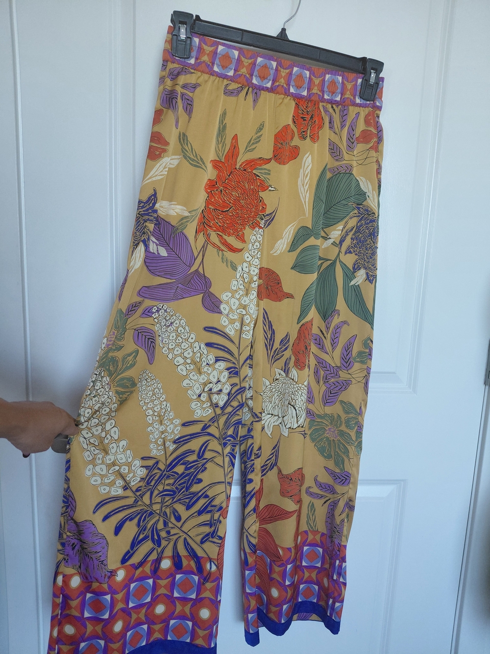 Joie Mustard Floral Wide-Leg Pants with Bold Multicolor Print